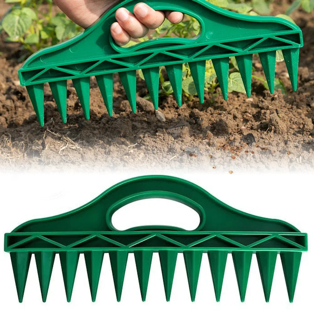 1Pc Durable Handheld Plastic Seeding and Punching Tool, 12 Hole Soil Quick Punching, Gardening Seed Spacing Tool HIP