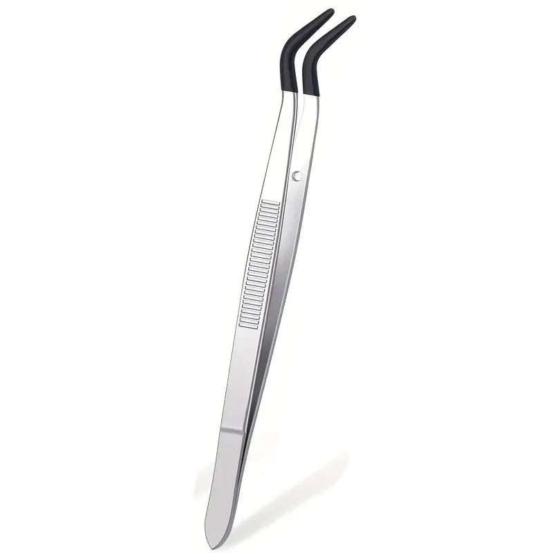 1pcs Tweezers With Rubber False Eyelash Adhesive Attachment Clamp Tips Tweezers Rubber Silicone Coated Multifunctional Product HIP BK Shuang