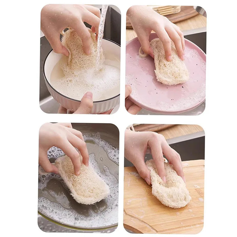 Natural Loofah Dish Scrubber Pads – Reusable Kitchen Cleaner Dish Scrubber Pad HIP