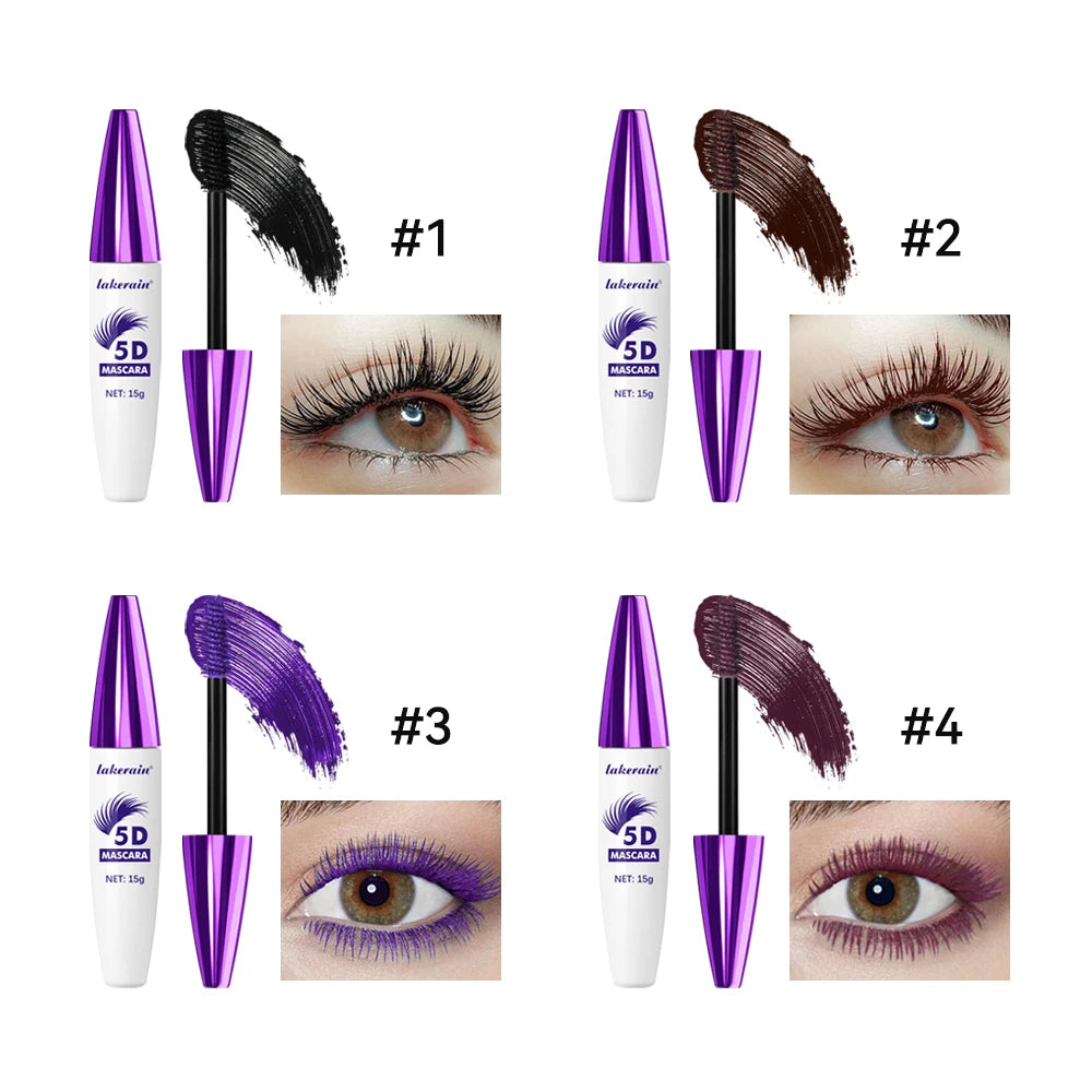 5D Mascara Waterproof Thickening Lengthening Curling Liquid Fiber Mascara Long-Lasting Curling Eyelash Extension Cosmetics HIP