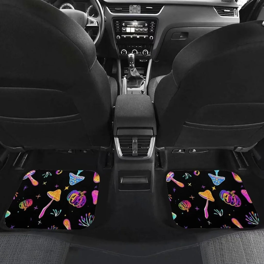 4-Piece All-Weather Car Floor Mats – Mushroom & Pumpkin Print Car Floor Mats HIP