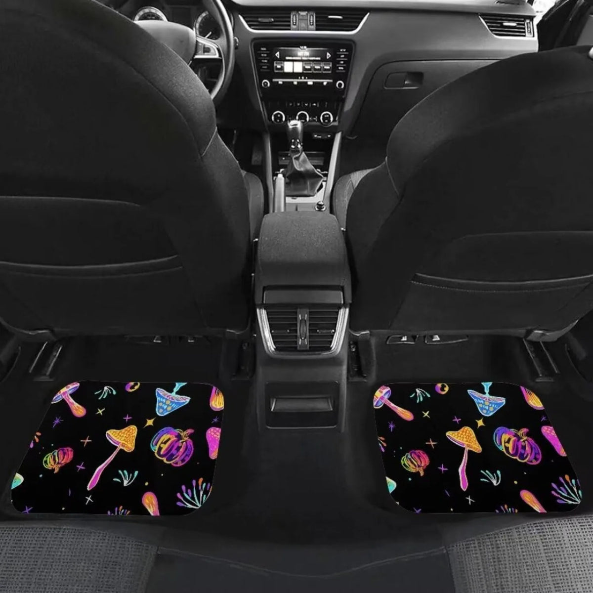 4-Piece All-Weather Car Floor Mats – Mushroom & Pumpkin Print Car Floor Mats HIP