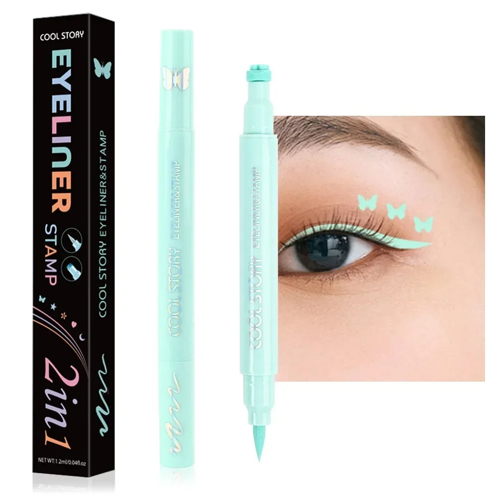 Colorful Butterfly Eyeliner Stamp Pen Star Moon Seal Long Lasting Waterproof Liquid Eye Liner Pencil Eyes Makeup Cosmetic 1/5PCS HIP 01GreenButterfly-1PC