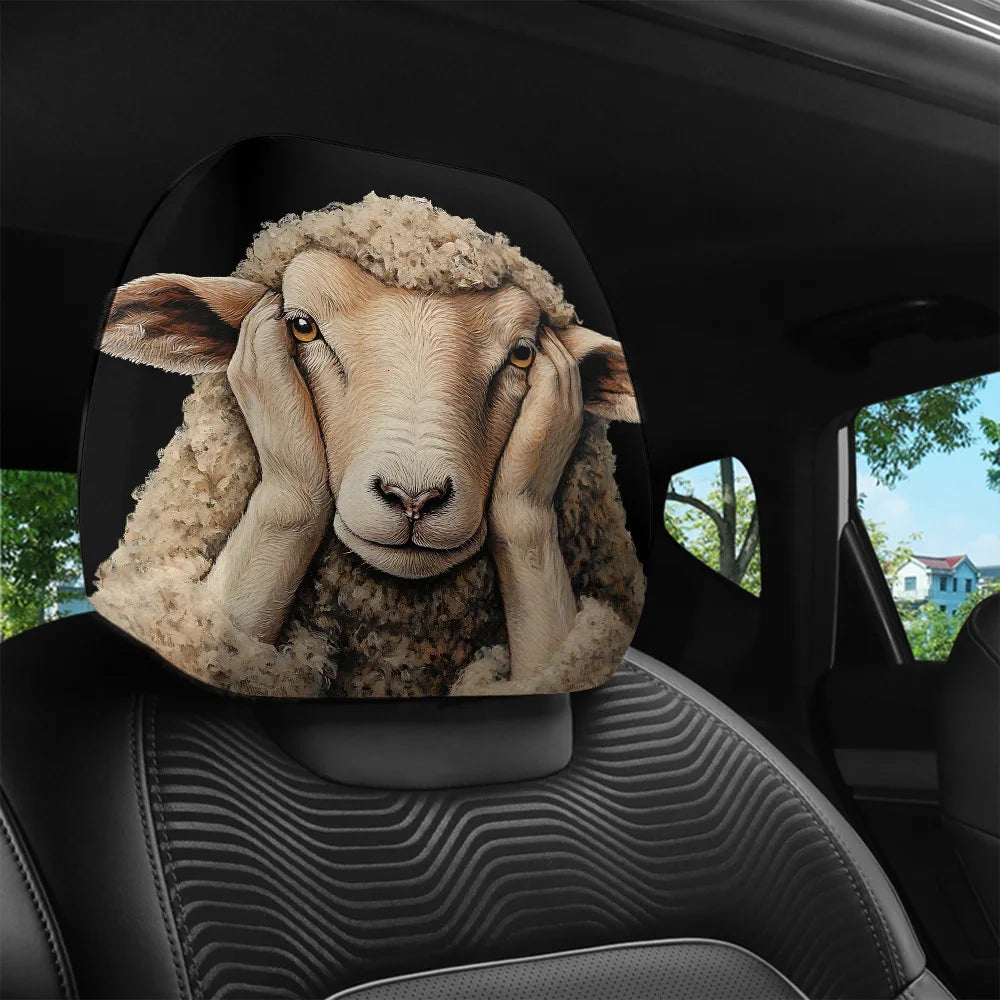 2-Pack Whimsical Sheep Car Headrest Covers | Easy Install Car Headrest Covers HIP
