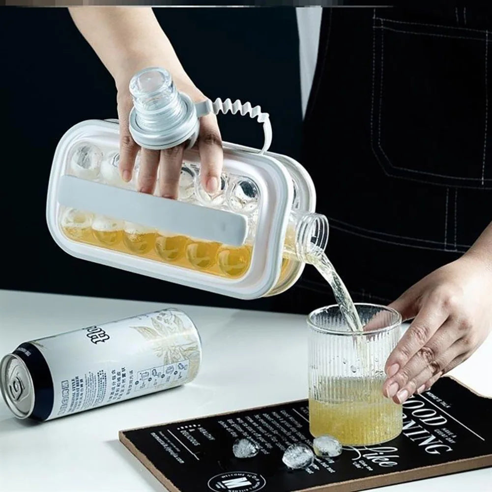 Ice Cube Tray 2-in-1 Portable Puck Making Water Bottle with 17 Grid Flat Lid Cooling Popsicle/Cube Molds HIP