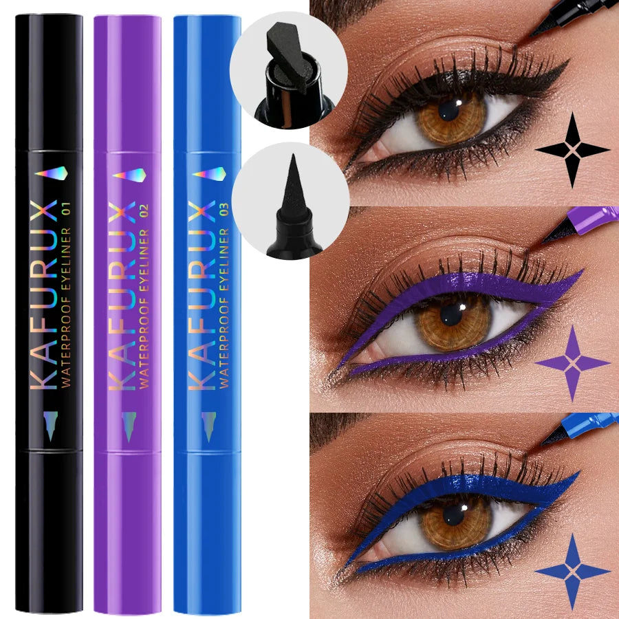 KAFURUX Star Stamp Eyeliner Pen – Waterproof, 3 Colors Stamp Eyeliner Pen HIP