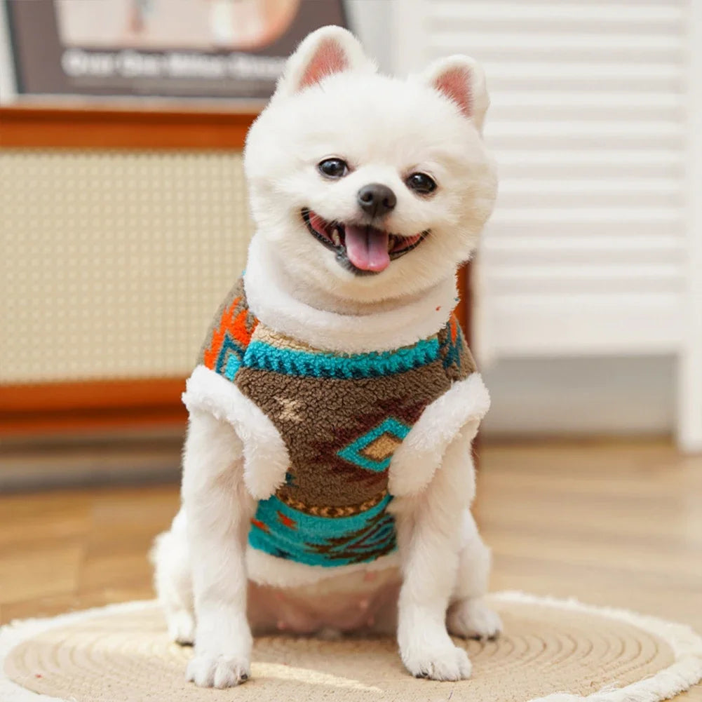 Medium Large Dogs Pullover Sweatshirt Print Fleece Cat Pet Clothes Hoodie XL-8XL Winter Warm Soft Puppy Knit Pattern Plush Vest HIP