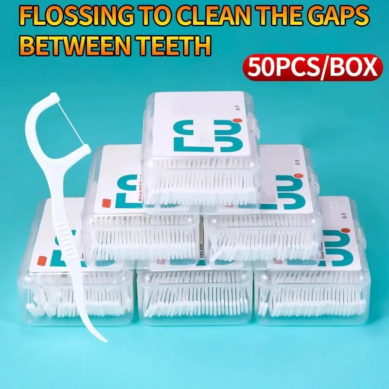 RUZOFO 150-Pc Disposable Dental Floss Picks with Storage Box Dental Floss Picks HIP