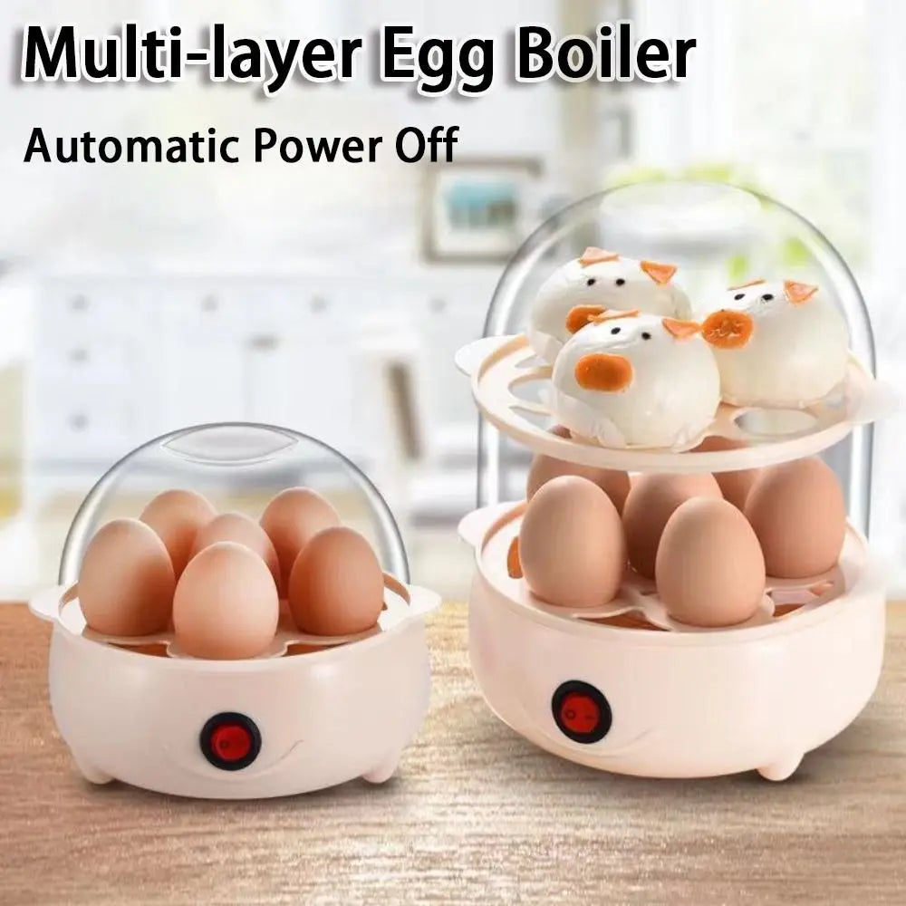 Automatic Egg Boiler & Multi-Layer Steamer with Measuring Cup Electric Egg Cooker HIP