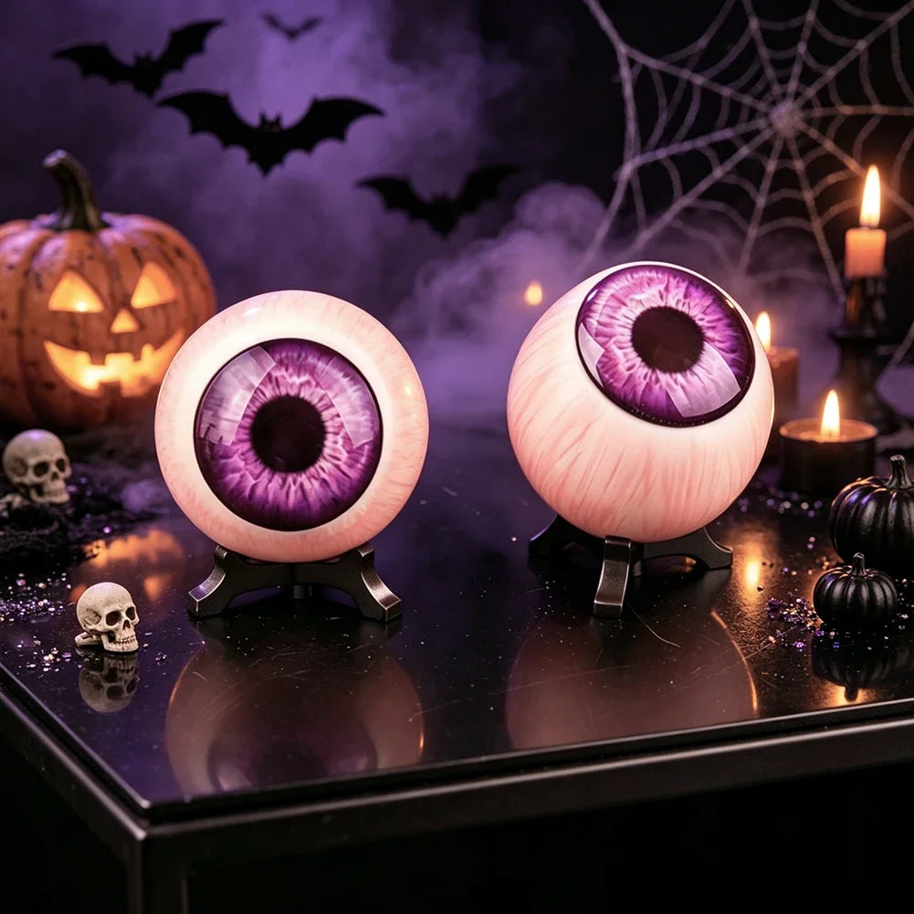 Gothic Creepy Purple Eyeball Realistic 3D Monster Human Eyeball Resin Figurine With Display Stand Desktop Home Ornament Decor HIP