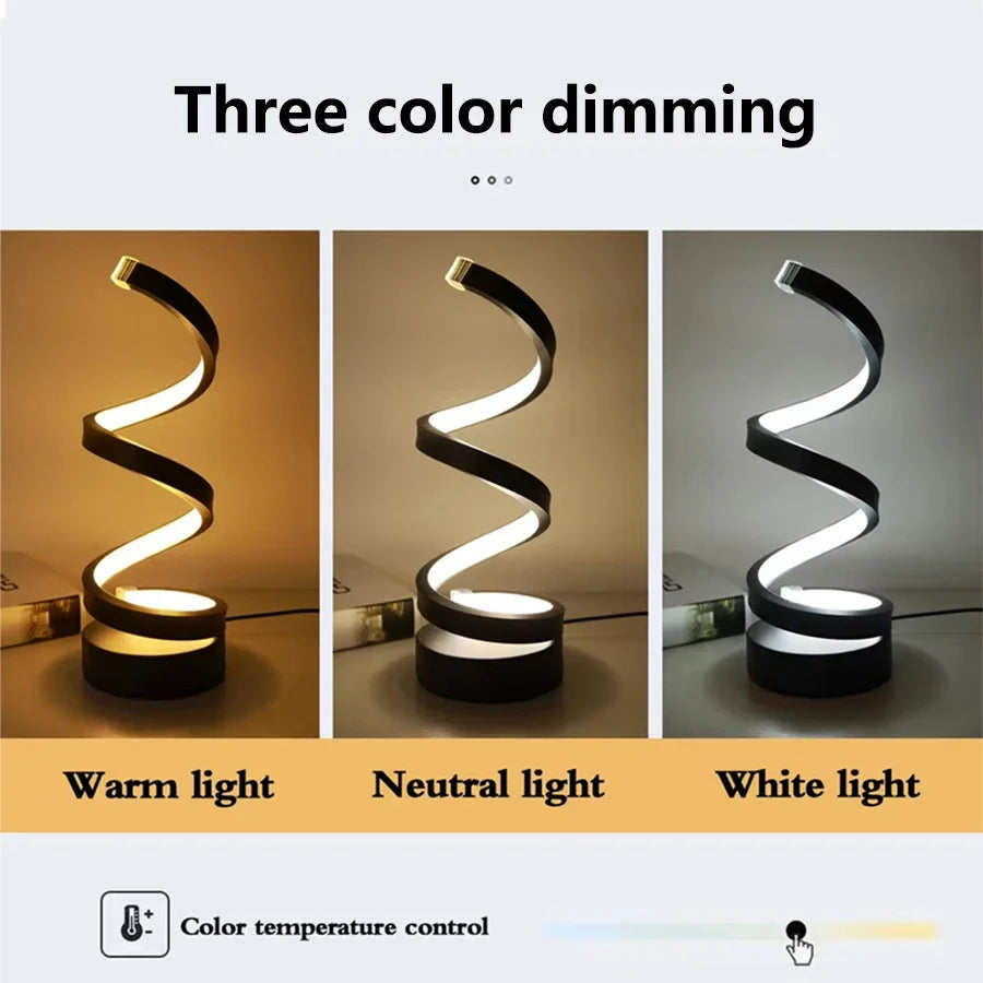 USB Plug in Creative Spiral Table Lamp Dimmable 3 Colors Adjustable For Living Room Bedroom Office Bedside Desk Nightstand Lamp HIP