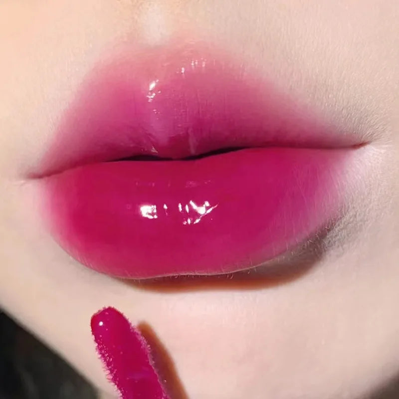 New Jelly Mirror Lip Glaze Water Lipgloss Sexy Red Lip Tint Liquid Lipstick Long-lasting Moisturizing Natural Beauty Lip Makeup HIP 01