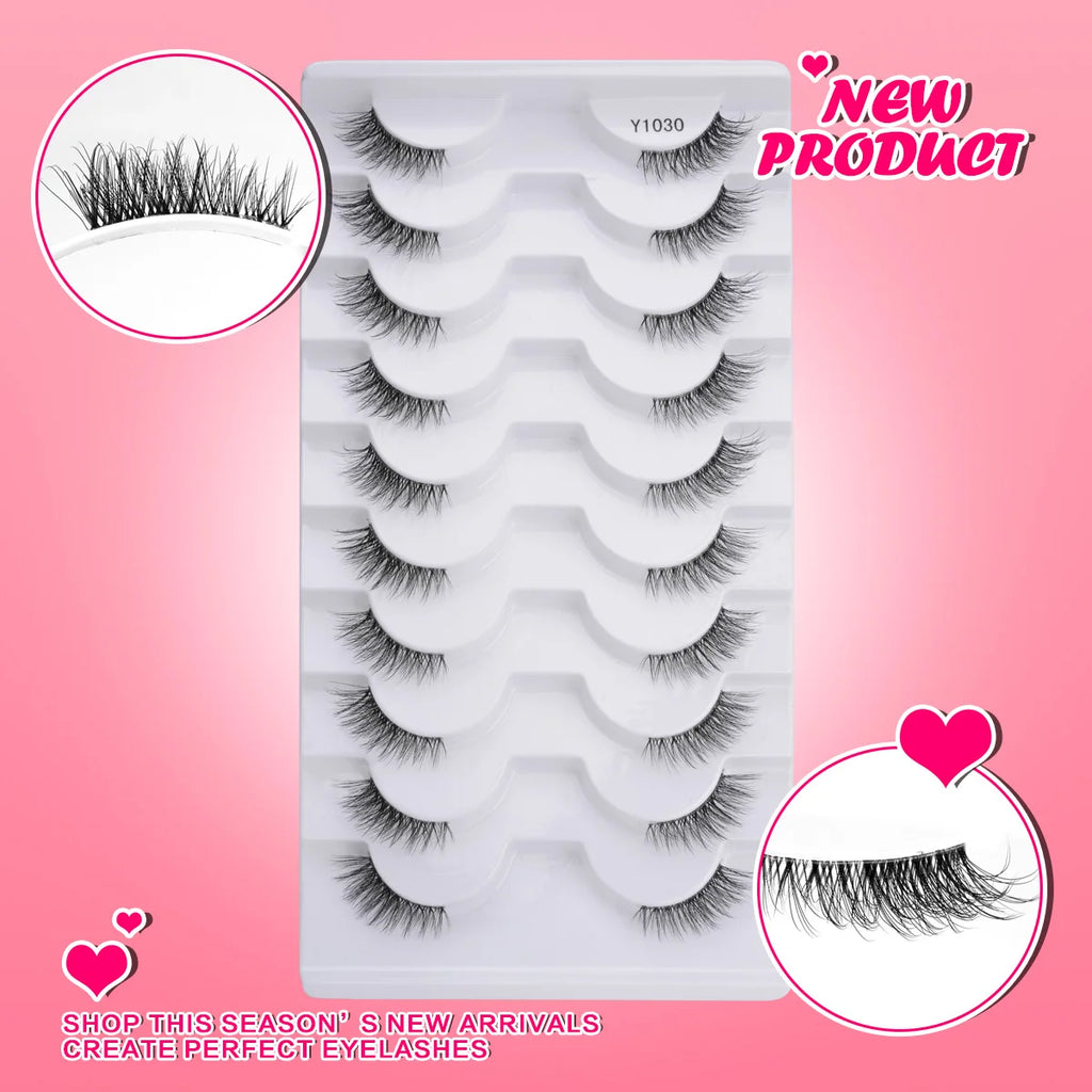 YSDO Natural Half Lashes New Hand Made Maquilagem Fluffy Fake Half Eyelashes Soft 3D Mink Lashes Makeup 3/5/10 Pairs Faux Cilios HIP
