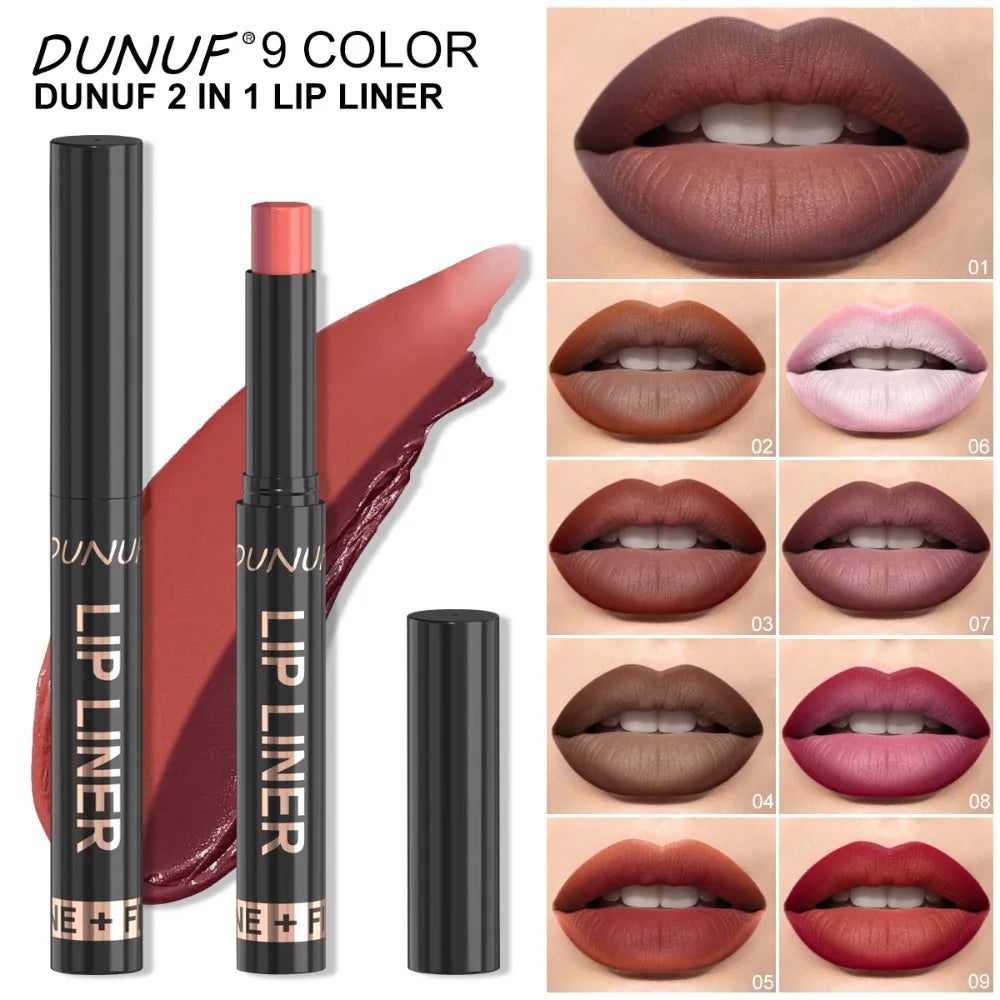 Two-Tone Gradient Lip Liner Lipstick Pen Matte Velvet Nude Pink Lip Makeup Long Lasting High Pigment Smooth Lip Contour Cosmetic HIP