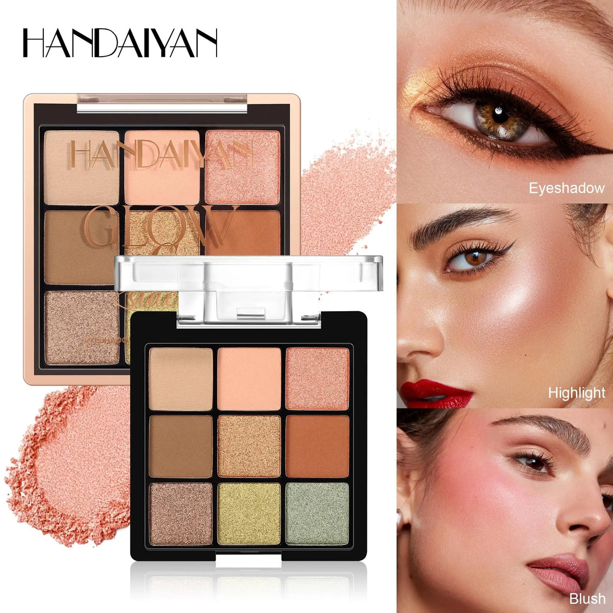 Handaiyan 3-in-1 Eyeshadow Blush & Highlighter Palette Eyeshadow Palette HIP