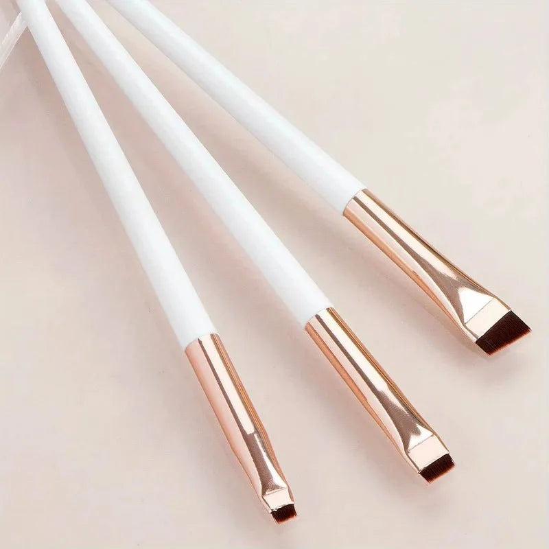 3-Piece Blade Eyeliner & Eyebrow Brush Set – Flat Fine Tip Eye Makeup Brush Set HIP C507-white gold 3pcs