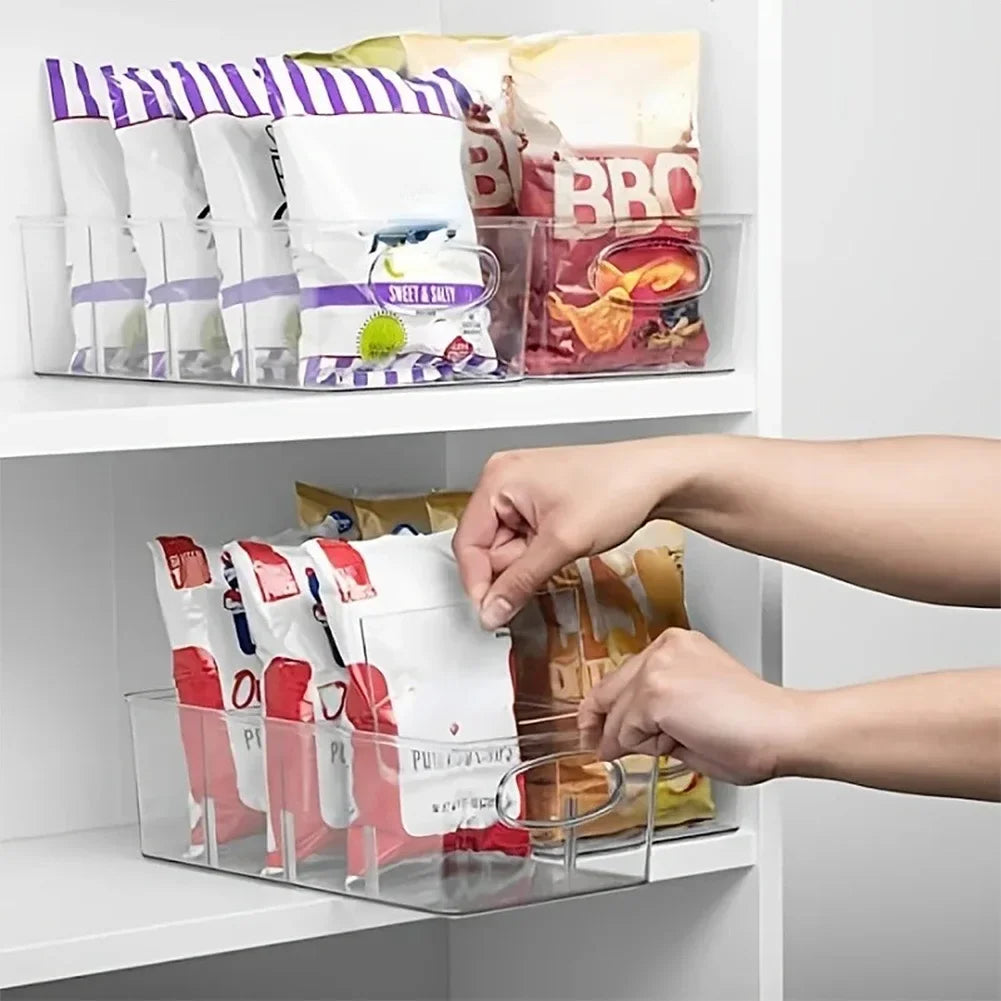 1Pc Hot Kitchen Refrigerator Organizer Bin Clear Plastic Food Storage Fridge Storage Box with Divider Freezer Pantry Organizer HIP