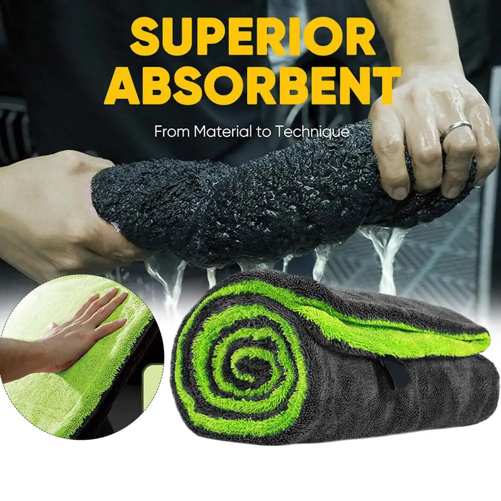1400GSM Full-Size SUV Truck Drying Towel Double-Sided Microfiber Twisted Yarn Technology High Absorbency And Scratch-Resistant HIP