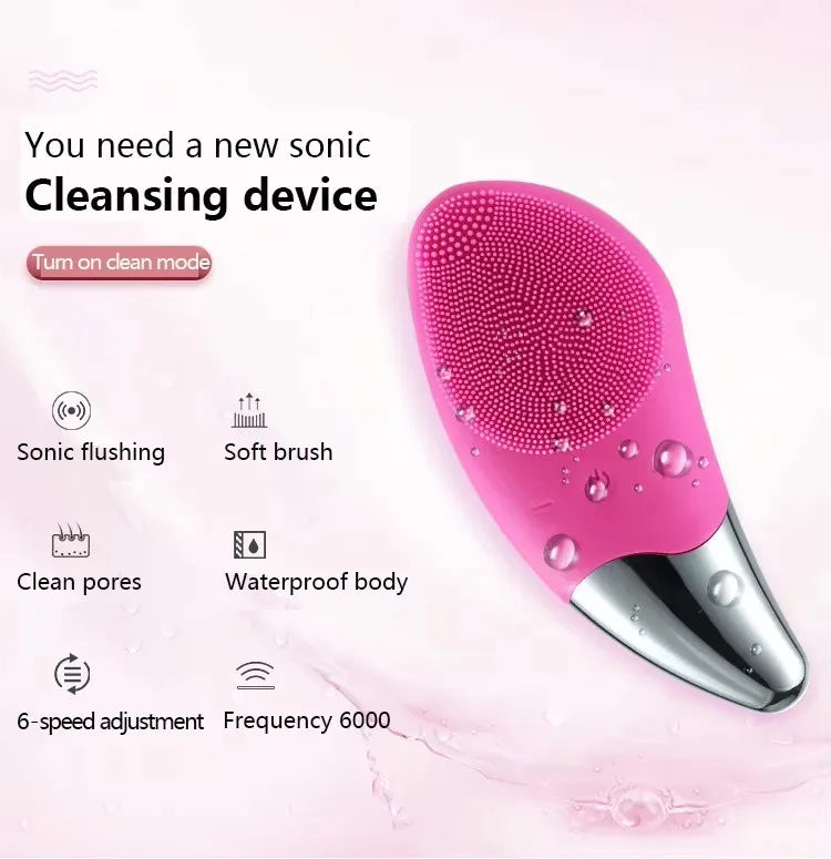 Silicone Electric Face Cleansing Brush – Ultrasonic Vibration Facial Cleansing Brush HIP