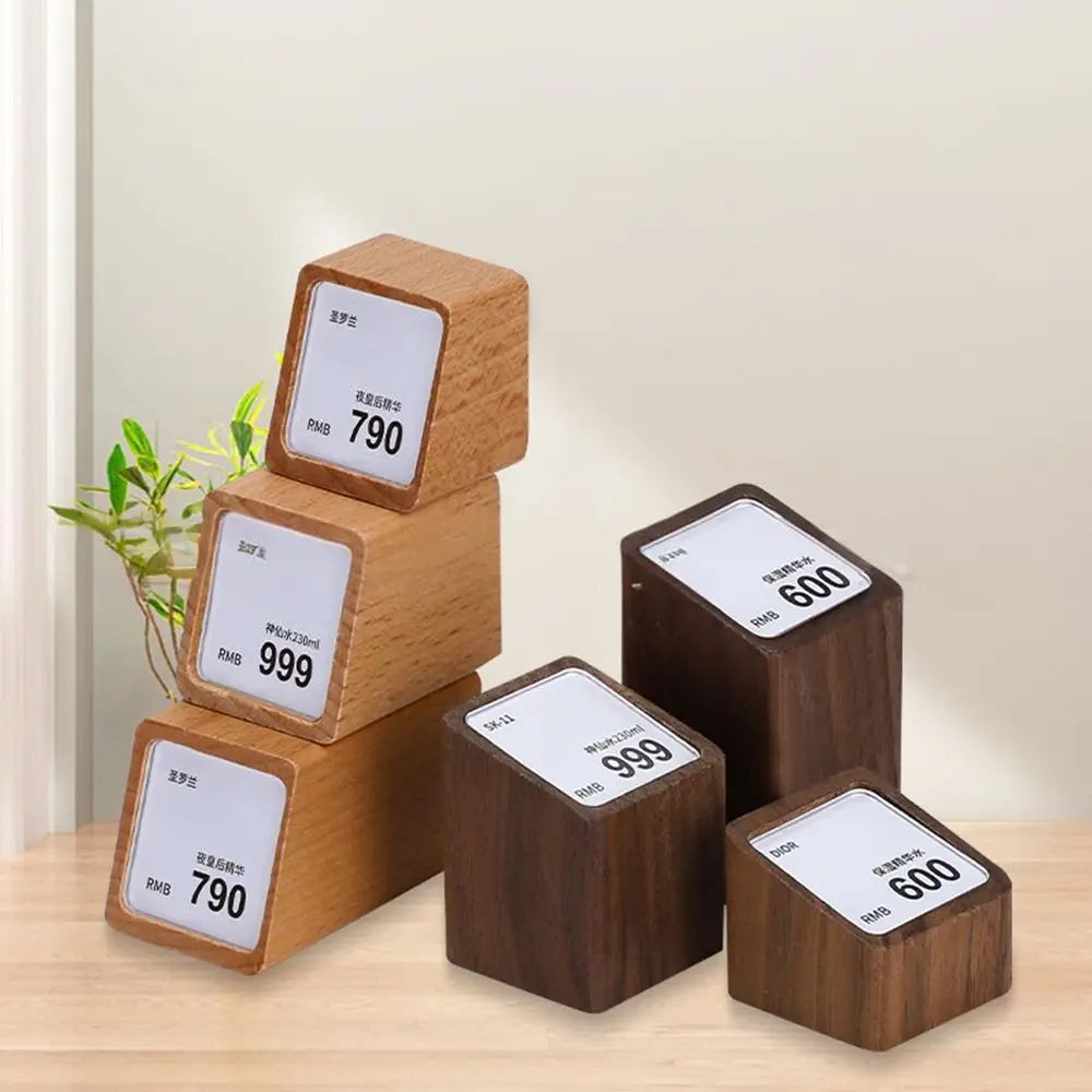 Wood Base Acrylic Price Tag Holder Stand – 3 Sizes Price Tag Display Stand HIP