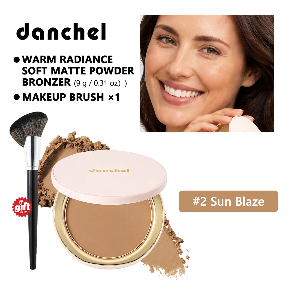 Soft Matte Bronzer Powder Natural Warm Glow Silky Smooth Contouring Shading Powder Long Lasting 3D Face Makeup With Brush Makeup HIP 2Sun Blaze