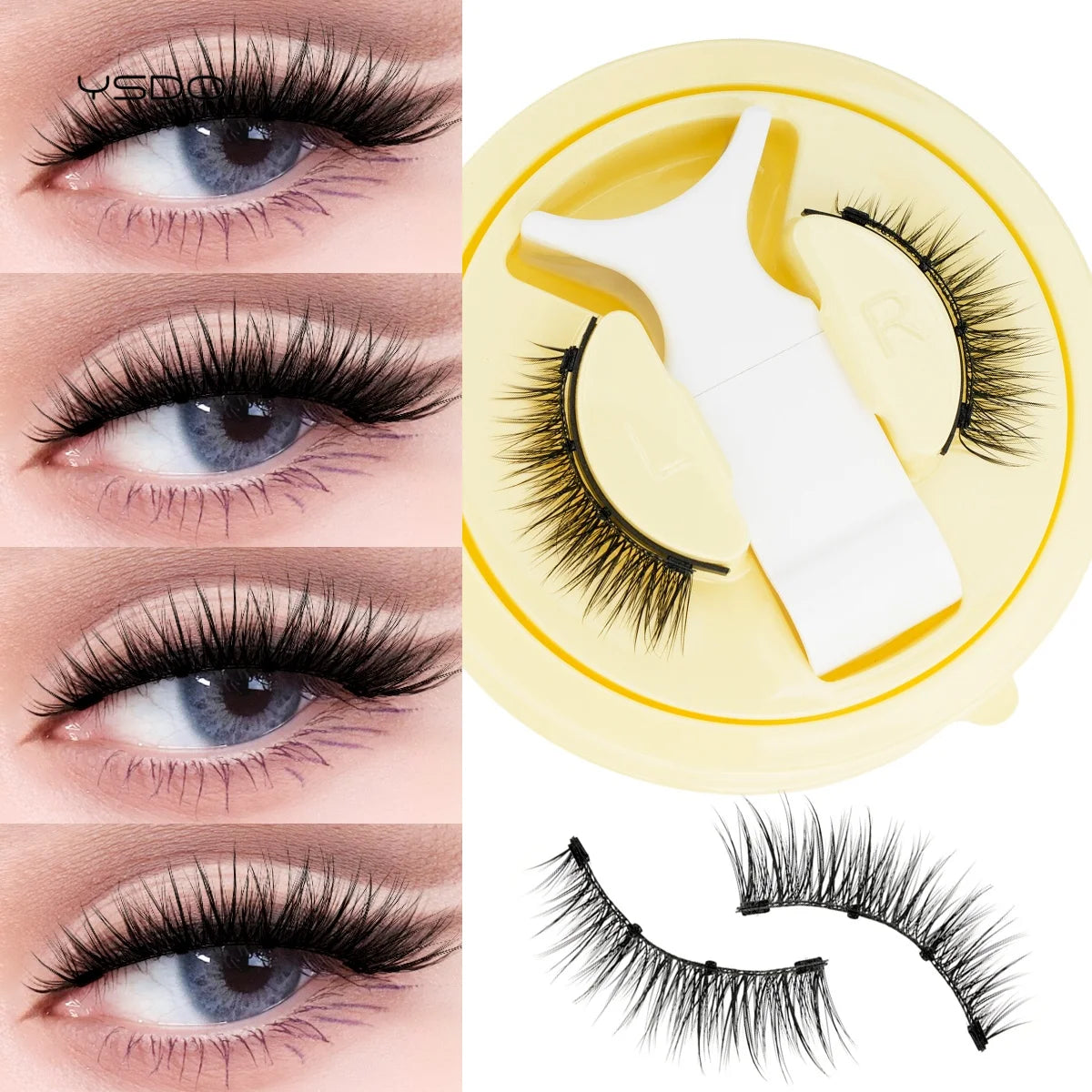 1 Pair 3D Magnetic Eyelashes Set with Reusable Lshes Tweezers Natural Soft False Lashes Eyelash Extension Tools Kit HIP LZ22