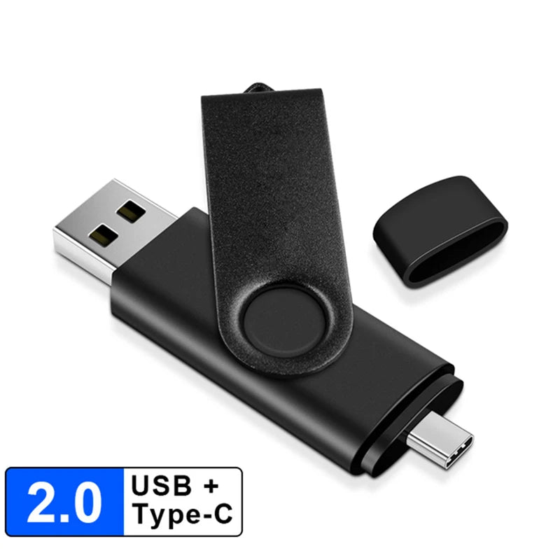 2-in-1 USB-C Flash Drive USB 2.0 OTG – 8GB to 128GB USB Flash Drive HIP Black 64 GB