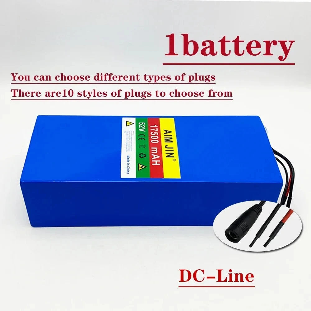 52V 17.5Ah 18650 Lithium Battery Pack 14S5P BMS | 1500W Lithium Battery Pack HIP China Mainland DC-Line