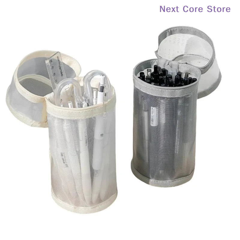 Large Capacity Transparent Mesh Pencil Case | Nylon Zipper Mesh Pencil Case HIP