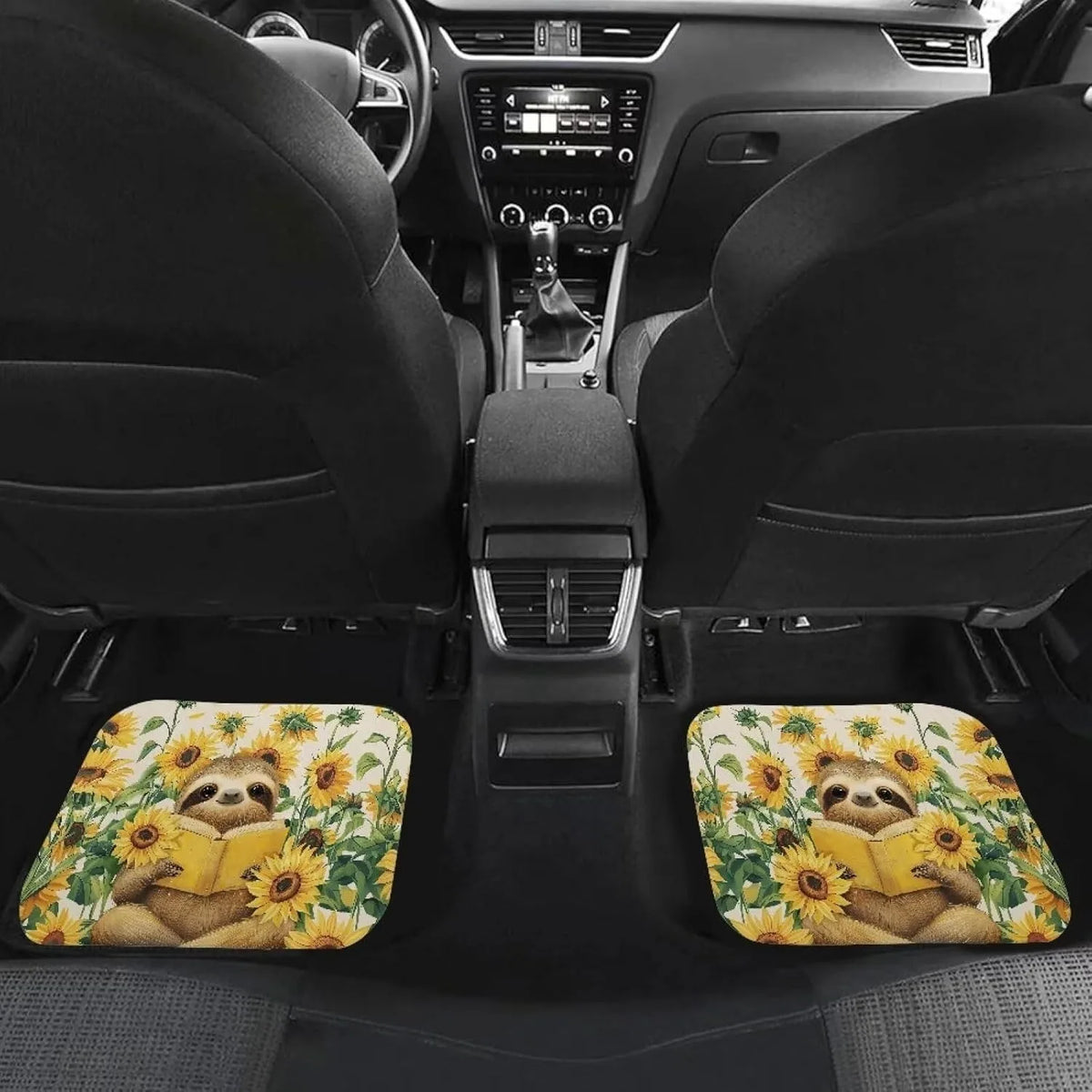 Sloth Print Car Floor Mats 4pc Set – Non-Slip Universal Fit Car Floor Mats HIP
