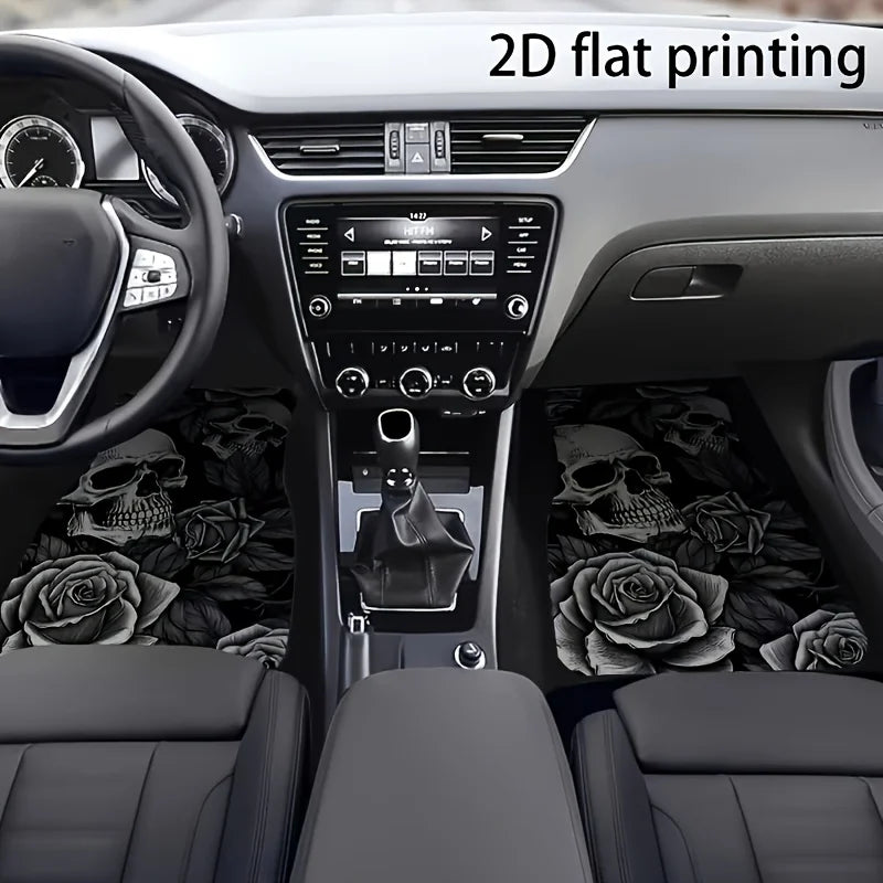 4-Piece Skull & Rose Car Floor Mats – Universal Fit Set Car Floor Mats HIP