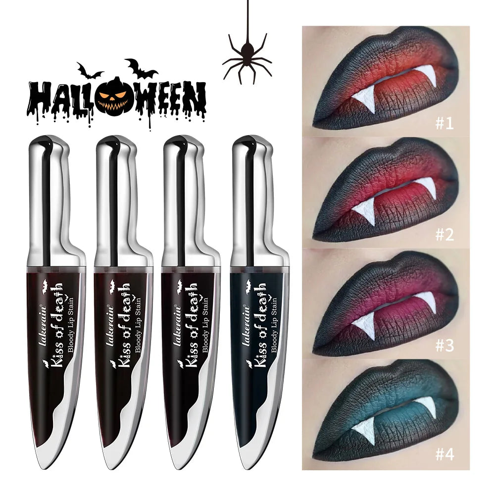 Lip Stain Kiss of Death Bloody Gothic Matte Long Lasting Waterproof Change of Black Vampire Halloween Cosplay Makeup HIP 4 Colors