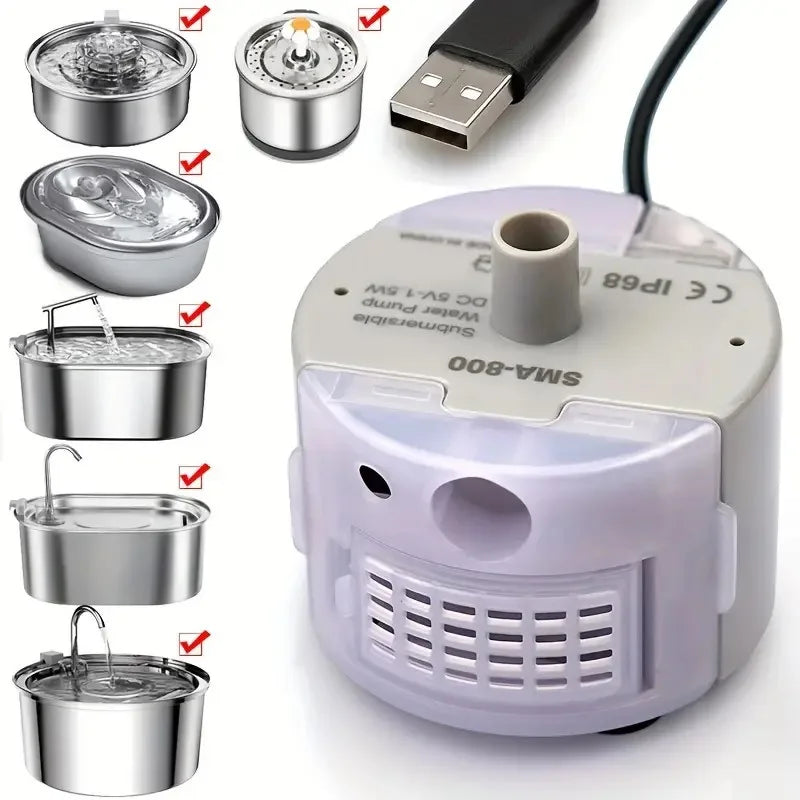 USB Water Pump LED Light Pet Cat Water Fountain Motor Replacement for Cat Flowers Drinking Bowl Dispenser Pet Accessories HIP