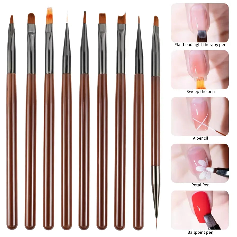 9-Piece Nail Art Brush Set – Gel, Liner & Design Pens | HIP Nail Art Brush Set HIP