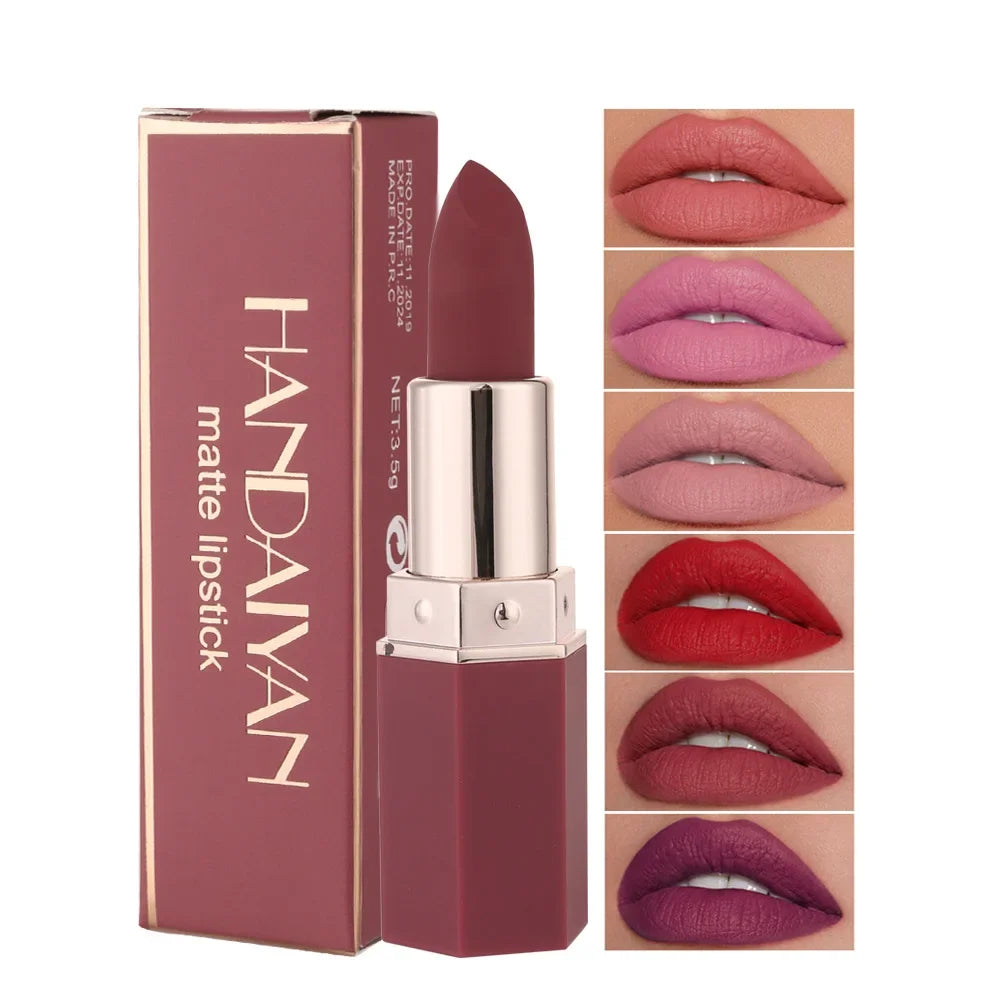 HANDAIYAN Matte Lipstick – 6-Color Moisturizing Long-Lasting Matte Lipstick HIP
