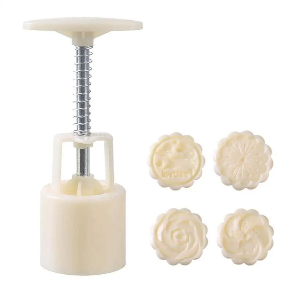 Flower Shaped Mooncake Mold Set Cake Mold Hand Pressure Fondant Moon Flower Moon Cake Mold With 4Pcs Stamps Dropshipping HIP A