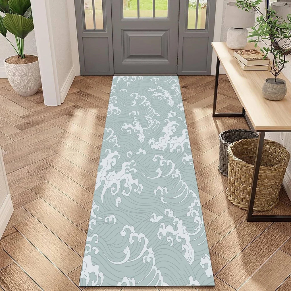 Japanese Wave Kitchen Rug – Non-Slip Blue Ocean Floor Mat Kitchen Floor Rug HIP 4 40x120cm-Felt