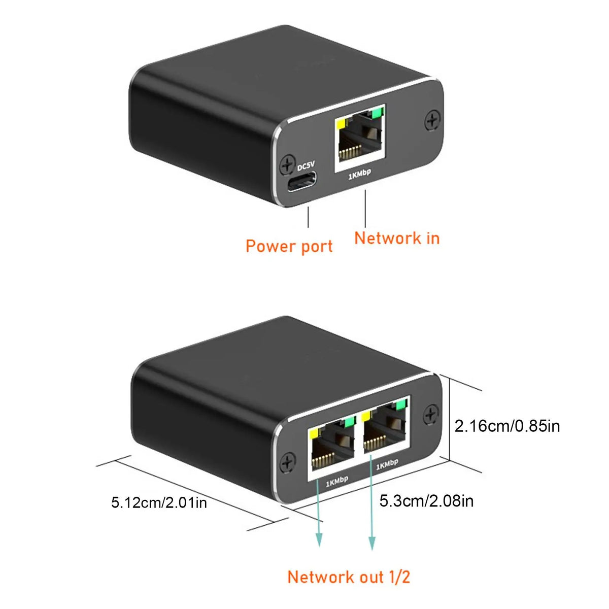 1000Mbps RJ45 Ethernet Splitter – 1 to 4 LAN Network Adapter Ethernet Network Splitter HIP