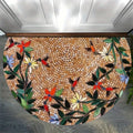 Boho Floral Half Circle Doormat – Non-Slip Washable Rug Doormat Floor Rug HIP 1 60x90cm-Felt