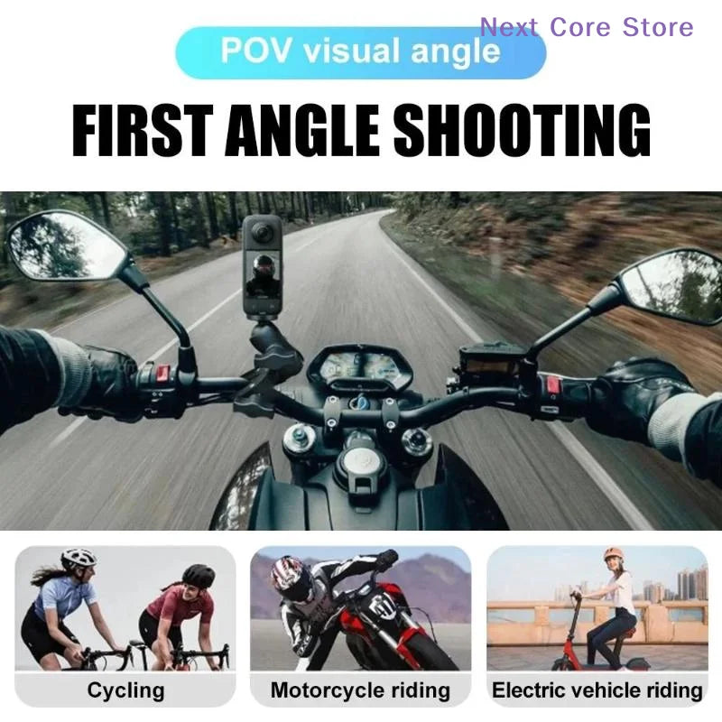 Metal Motorcycle & Bike Handlebar Camera Mount – 360° Rotation Camera Handlebar Mount HIP