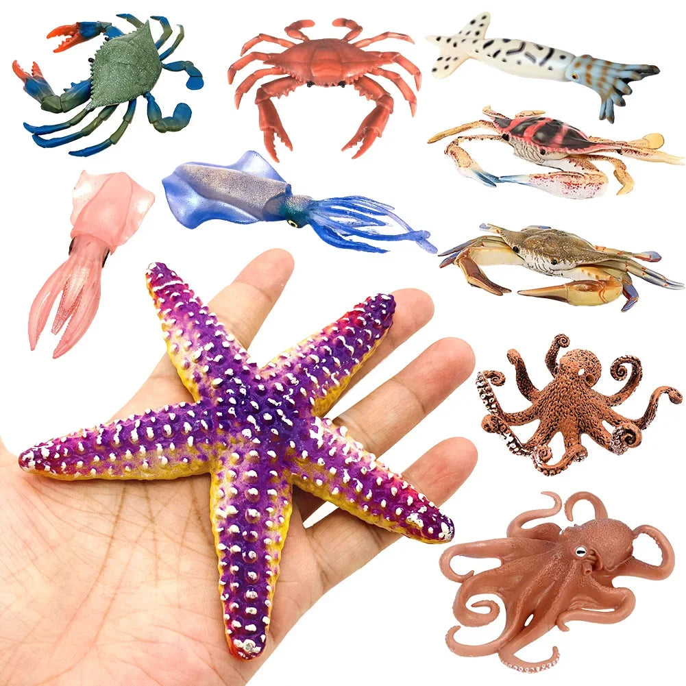 Cute Mini Soft Squid Starfish Marine Animal Model Ornament for Stress Relief Children's Education Gift Home Decoration HIP
