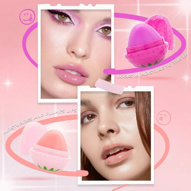 1/4Pcs Strawberry Lip Balm Long-Lasting Moisturizing Repair Hydrating Colored Tint Lipstick Clear Repairs Dry Lip Care Cosmetics HIP