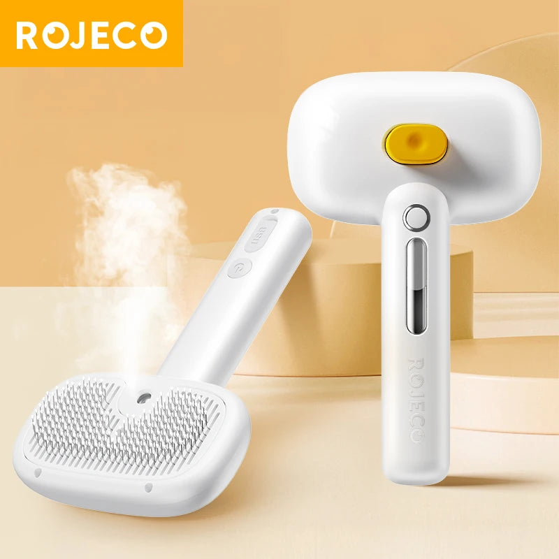 ROJECO Pet Steam Comb Electric Spray Brushes For Dog Cat Hair Removal Combs Pet Hair Grooming Tool Hair Remover Water Mist Brush HIP