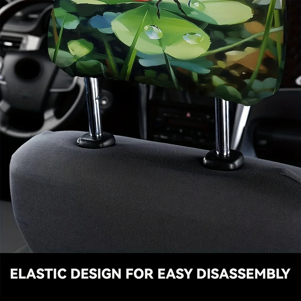 2-Pack Ladybug & Clover Car Headrest Covers – Lucky Green Car Headrest Covers HIP