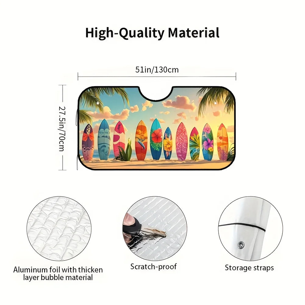 Surfer's Lounge Car Sunshade – Surfboards & Tropical Birds Car Window Sunshade HIP