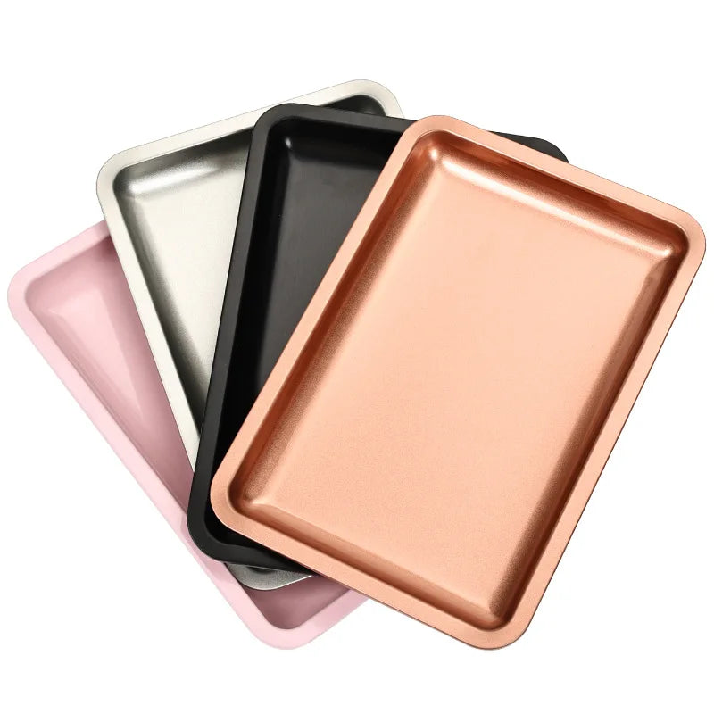 Square Stainless Steel Cosmetic Tray Eyelash Tools Tray Nail Art Equipment Plate False Nails Dish Tool Makeup Table Storage HIP