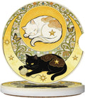 Cat 2-Pack Ceramic Car Cup Holder Coasters – Absorbent Ceramic Car Coasters HIP Black Other