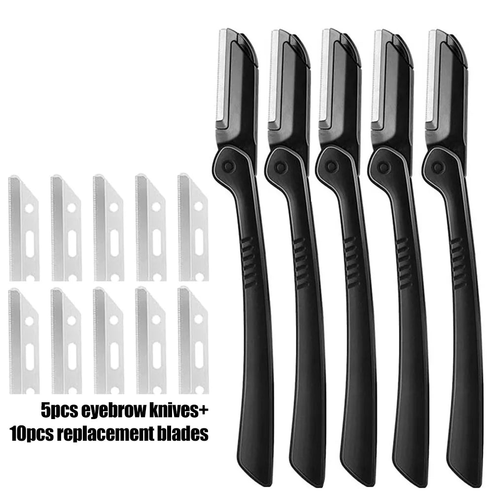 Eyebrow Razor Dermaplaning Set for Women & Men – RUZOFO Eyebrow Razor Set HIP C803-5knife 10 blade
