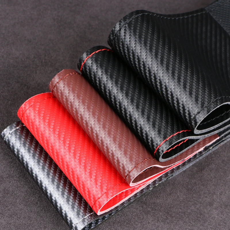 Carbon Fiber PU Leather Steering Wheel Cover 38cm – O SHI CAR Steering Wheel Cover HIP