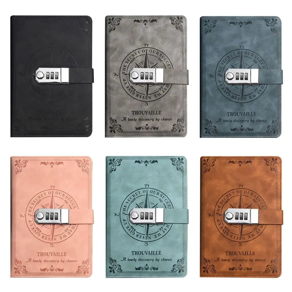 A5 Password Lock Notebook – 200-Page PU Leather Retro Diary Password Lock Notebook HIP